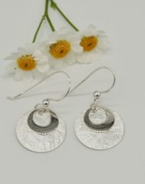 Brushed Silver Disc Earring