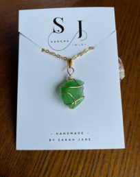 Green Seaglass Necklace in Gold
