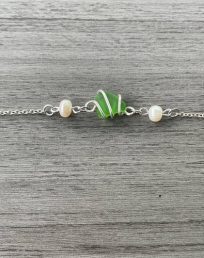 Green Seaglass and Pearl Anklet