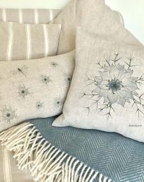 Love-in-a-mist linen cushions