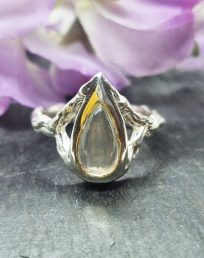 Silver Molten ring with lemon quartz