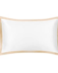 Pure Silk Oxford Pillowcase | 25 Momme | White w/ Champagne