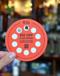 CityStack Special beer mat to get discounts at independent pubs