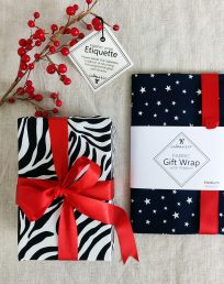 Zebra & Navy Star Fabric Gift Wrap