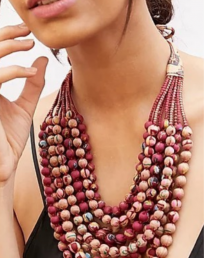 Multi-layered Silk Sari Necklace - Pink