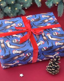 Christmas otter wrapping paper