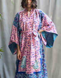Silk Kimono Robe - Paisley Pink